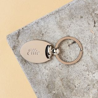 Oval Engraved Metal Keyring (Name)