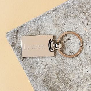 Rectangle Engraved Metal Keyring (Name)