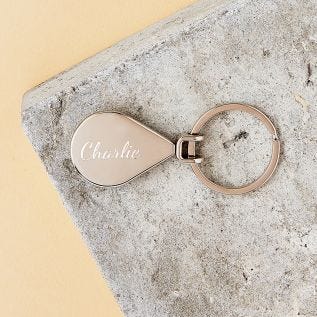 Teardrop Engraved Metal Keyring (Name)