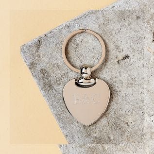 Heart Engraved Metal Keyring (Initials)