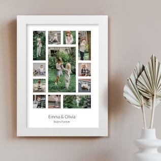 12 Image Collage Harriet White Print and Frame
