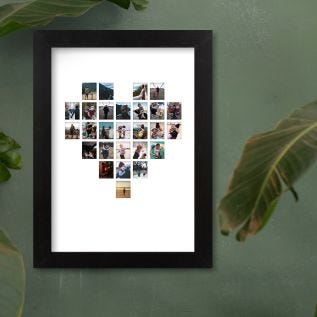 Heart Collage Harriet Black Print and Frame