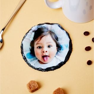 Round Photo Slate Coaster (4")