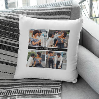 4 Photos and Text Personalised Cushion (16")