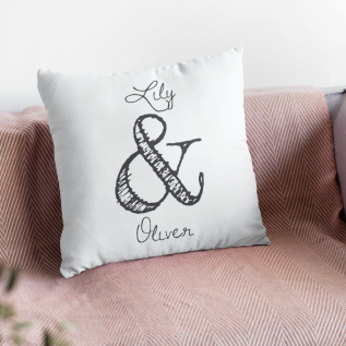 Couple Names Canvas Photo Cushion (18")