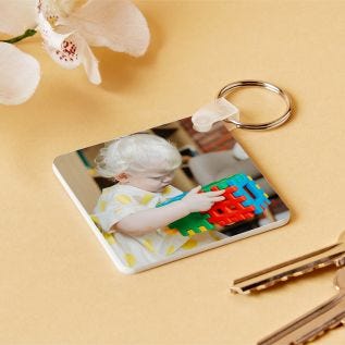 Square Plastic Photo Keyring