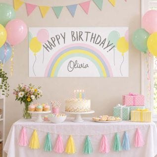 Pastel Rainbow Birthday Banner