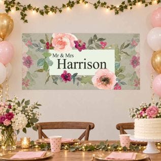 Floral Mr & Mrs Banner