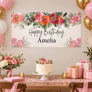 Red Floral Banner