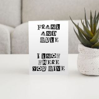 Ransom Note New Home Card