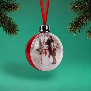 Sphere Photo Christmas Bauble Red