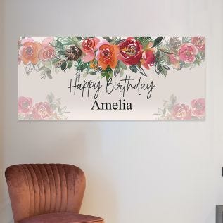 Red Floral Banner