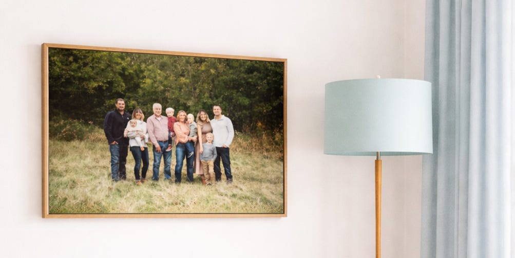 A framed canvas hung on a wall