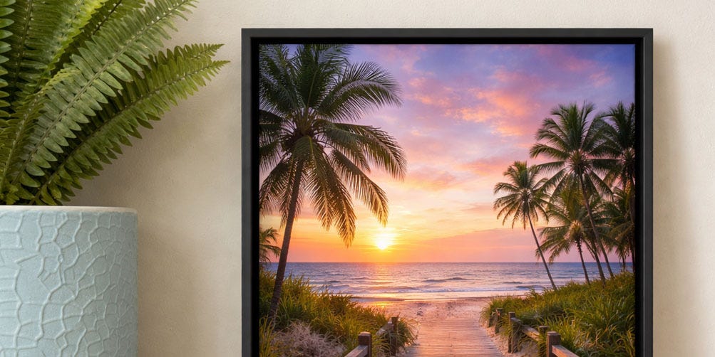 A canvas print with a floater frame