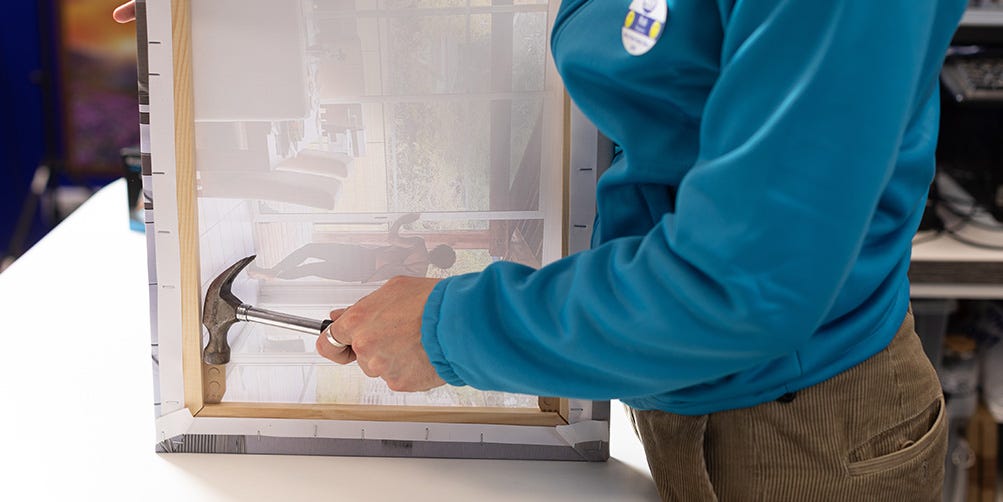 Custom canvas being made at a Max Spielmann shop