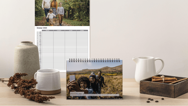 selection of family planners and desktop photo calendars