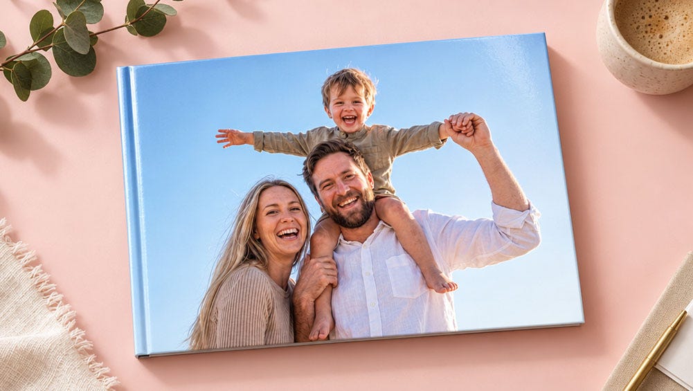 standard photo book with a pet selfie on the cover
