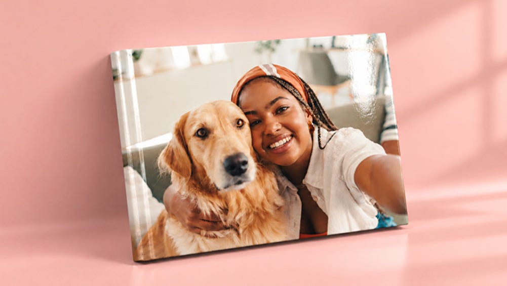 standard photo book with a pet selfie on the cover