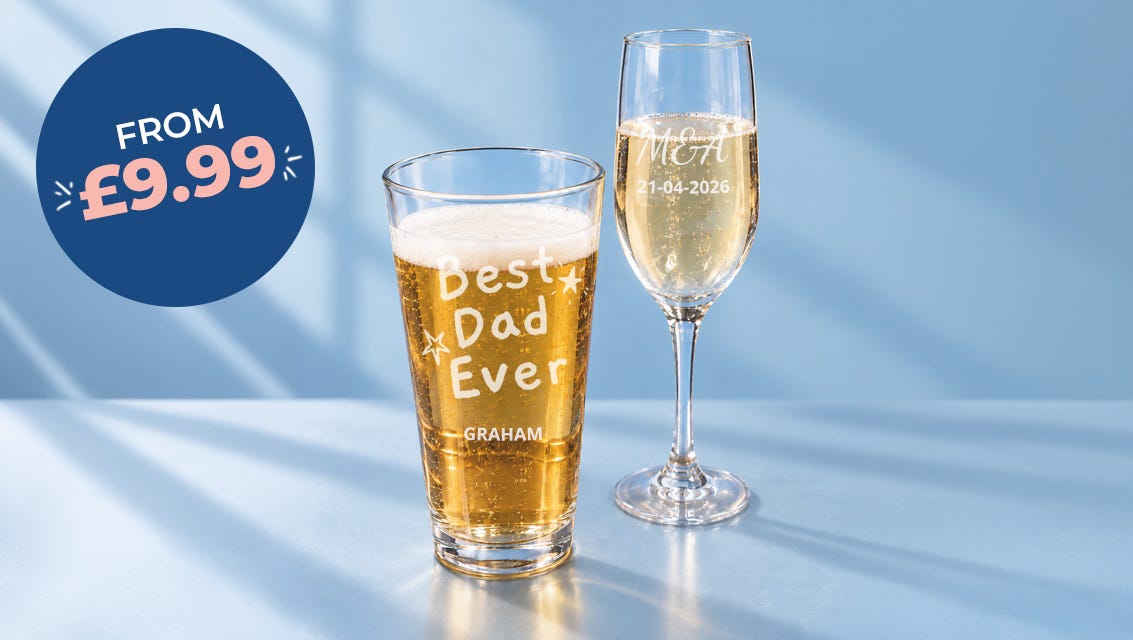 engraved wine and beer glass