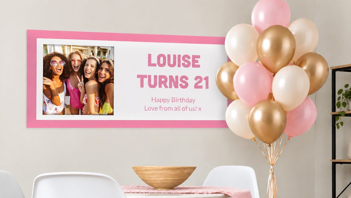 personalised birthday banner on a wall