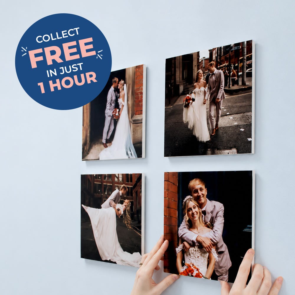 photo tiles personalised with wedding pictures