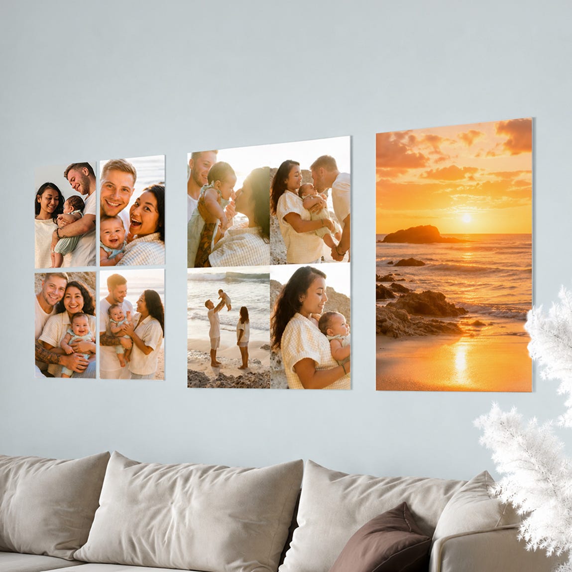 a selection of photo poster prints on a wall