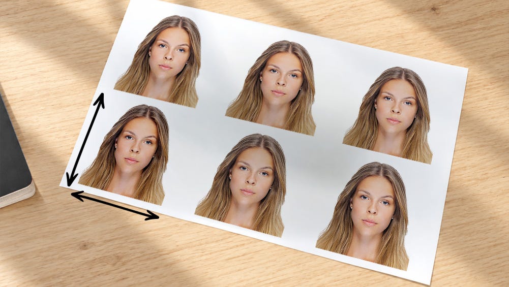 a set of 6 passport photo prints