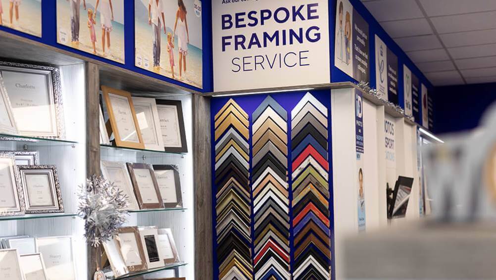 display of bespoke framing options