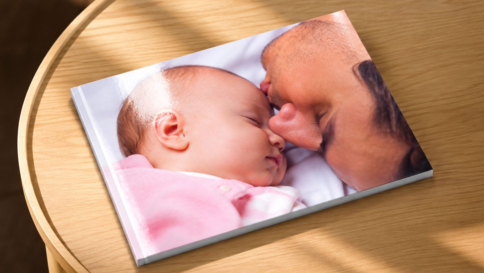 softcover photo book displayed on a table