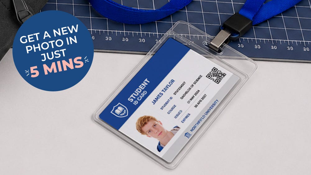 student card photo on an id card