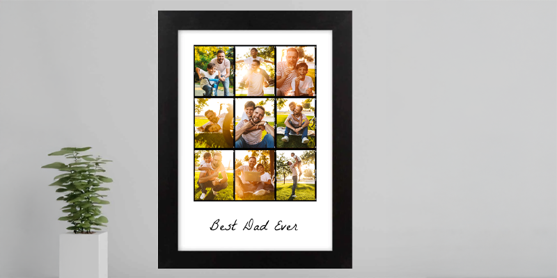 A collage with 9 family photos and text: Best Dad Ever