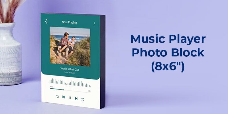 Music player wooden photo block