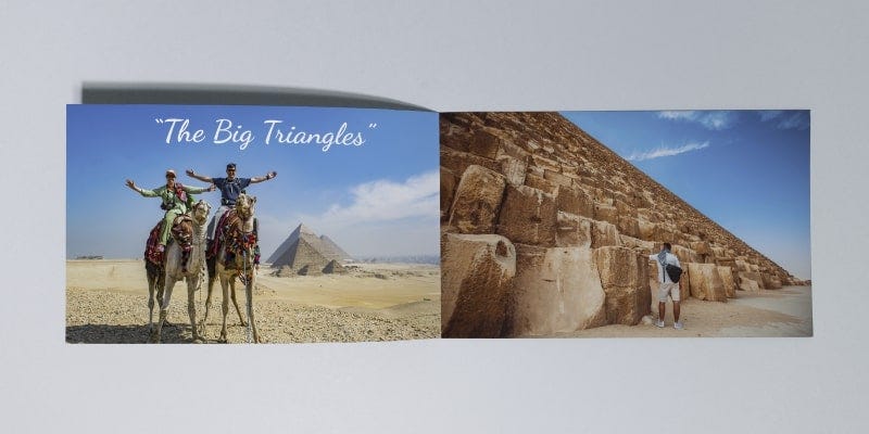 photo book pages with captions